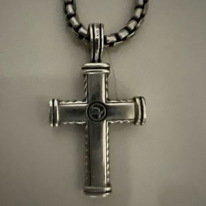 David Yurman - chevron cross with chain necklace